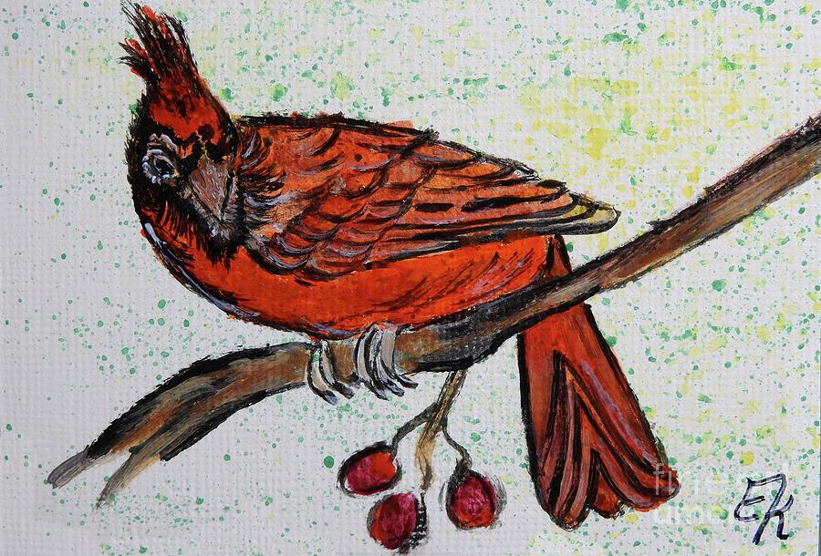 Cardinal painting prints #891 Painting by Ella Kaye Dickey