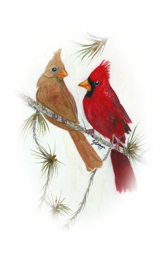 Cardinal Pair Painting by Elise Boam