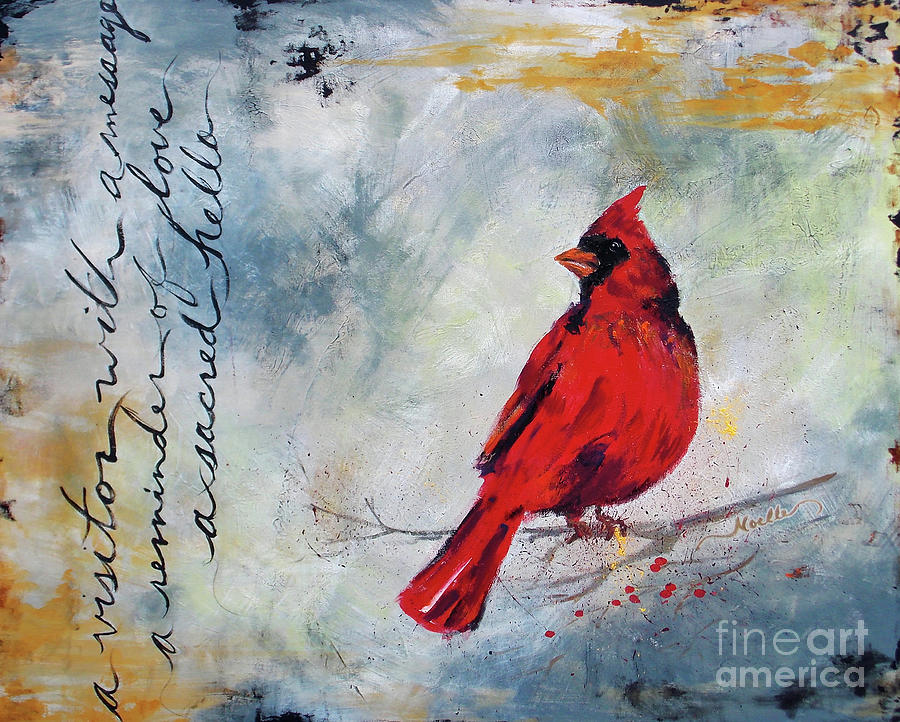 Cardinal Painting - Cardinal Visitor by Noelle Rollins