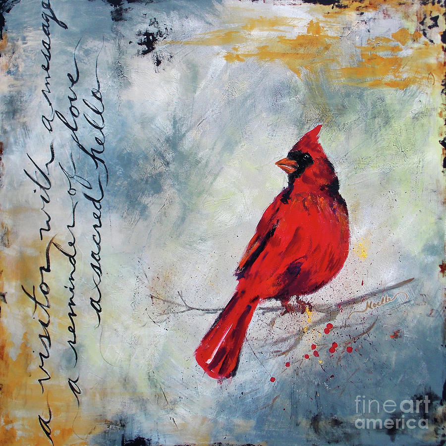 Cardinal Painting - Cardinal Visitor Square by Noelle Rollins