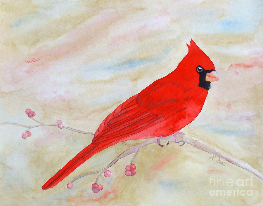 Cardinal Watching Painting by Laurel Best
