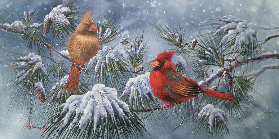 Cardinals - A Lifetime Bond Painting by Anthony DiNicola