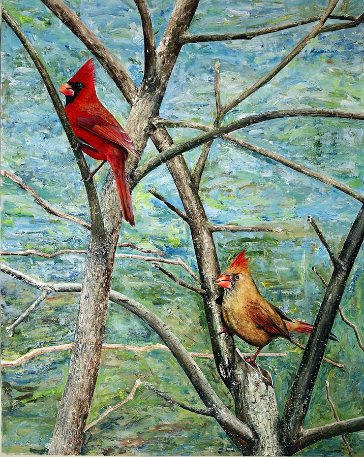 Cardinal Painting - Cardinals by Bill Hughey