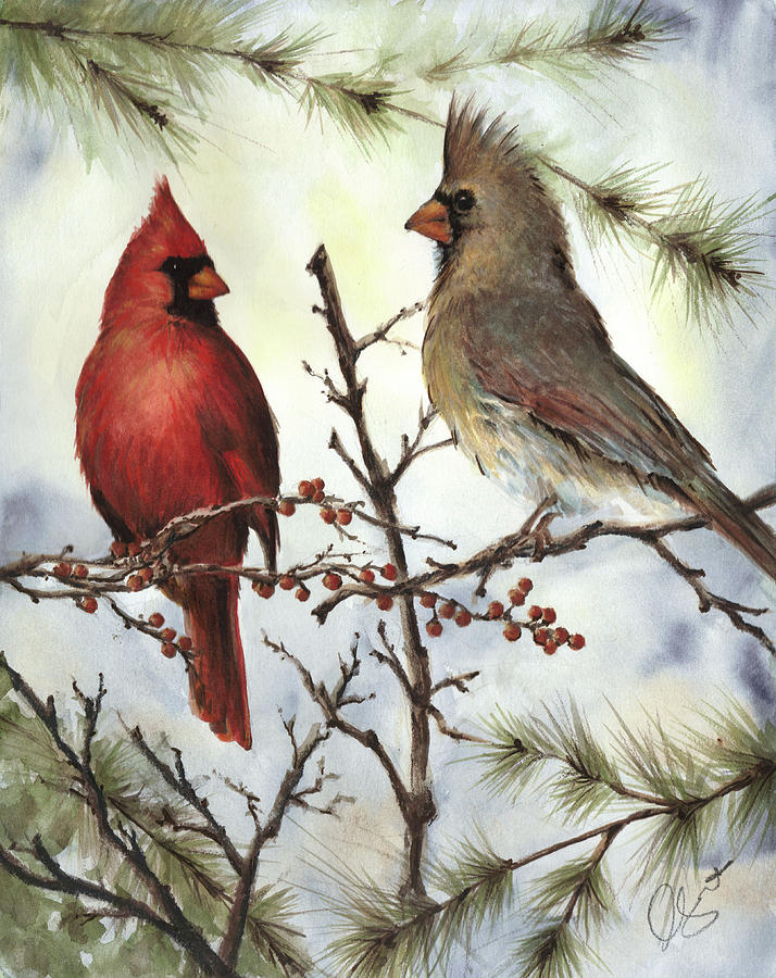 Cardinals Painting by Cynthia Hart - Pixels