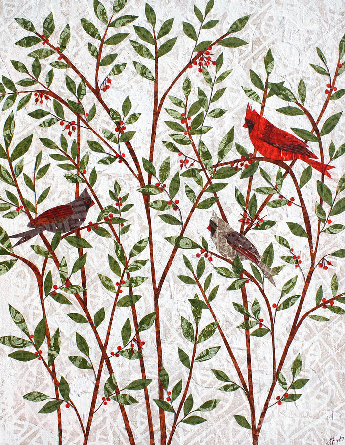 Cardinal Mixed Media - Cardinals by Janyce Boynton