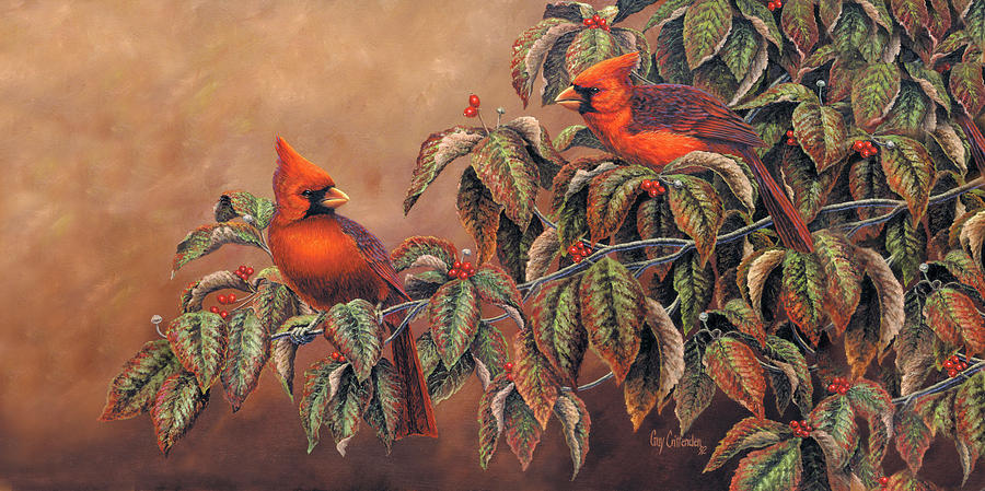 Cardinals Mug Painting by Guy Crittenden