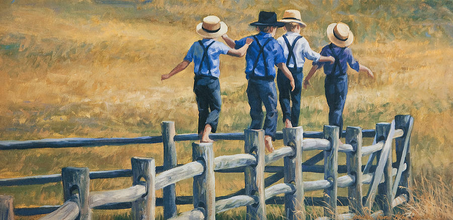 Farm Life Painting - Carefree life by Laurie Snow Hein