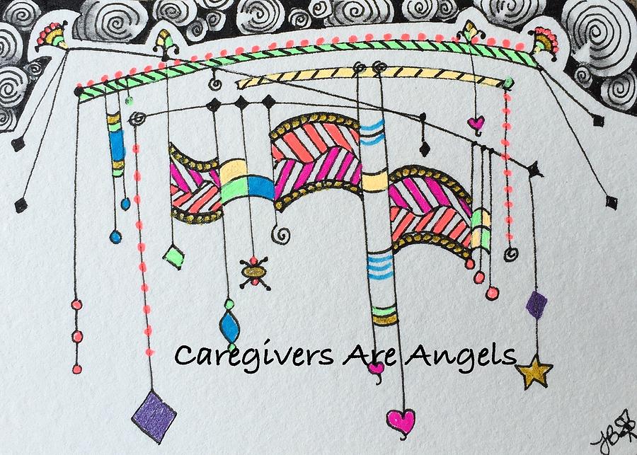 Caregivers Are Angels Dangles Drawing by Jan Steinle