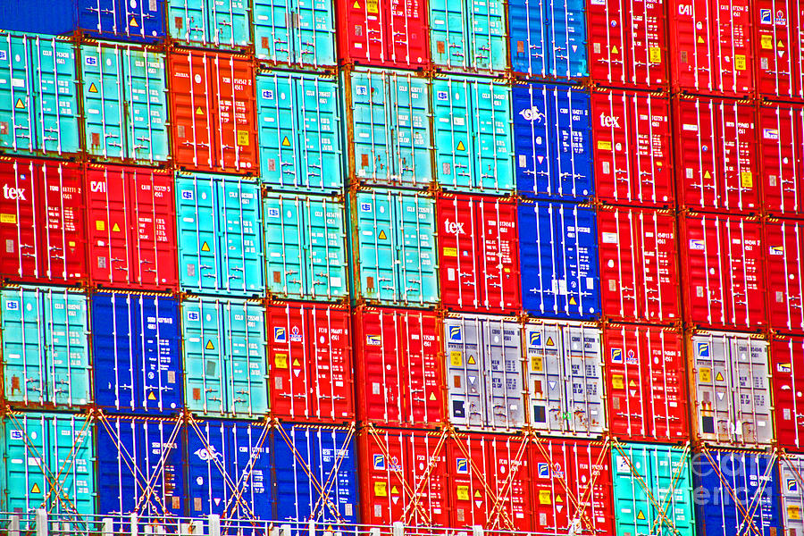 Cargo Containers Red White and Blue Photograph by David Frederick