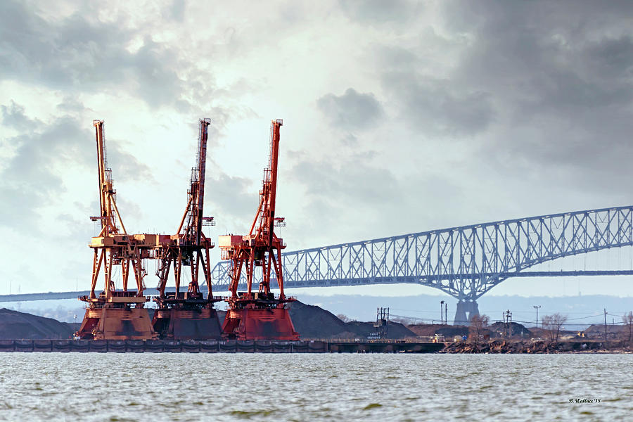 Cargo Cranes and Francis Scott Key Bridge Photograph by Brian Wallace