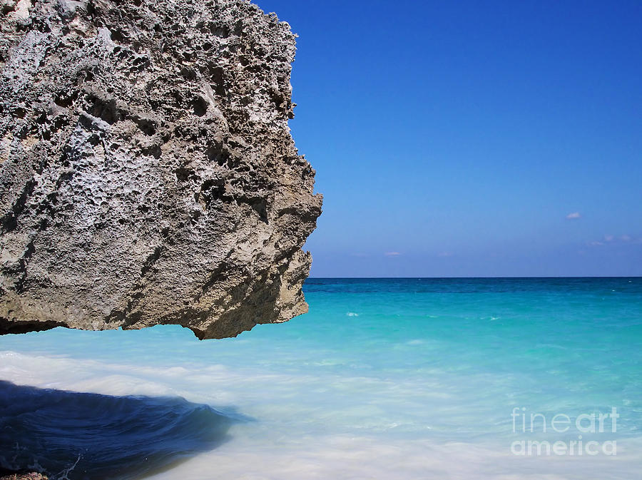 Beach Photograph - Caribbean Beach Rock Tulum Mexico by Shawn OBrien