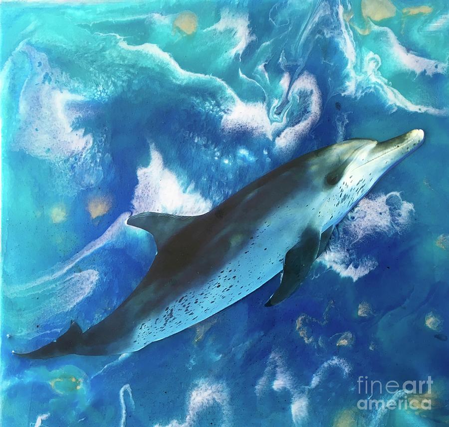 Caribbean Dolphin  Painting by Maria Karlosak