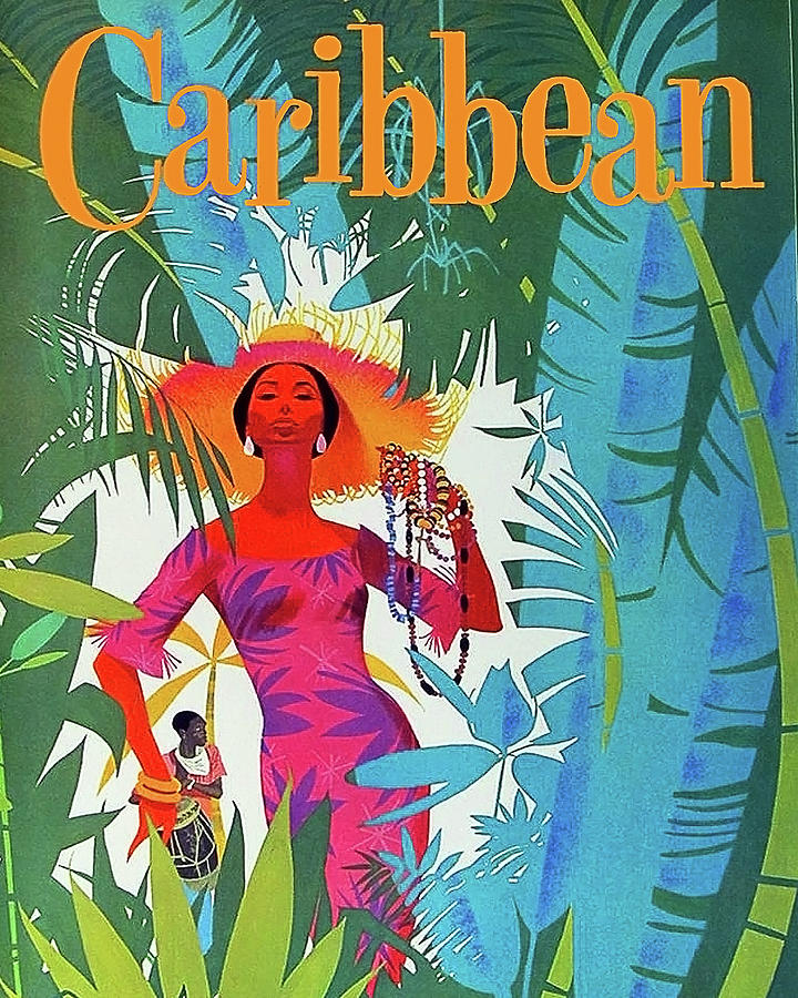 Caribbean isle, woman in stroll Painting by Long Shot