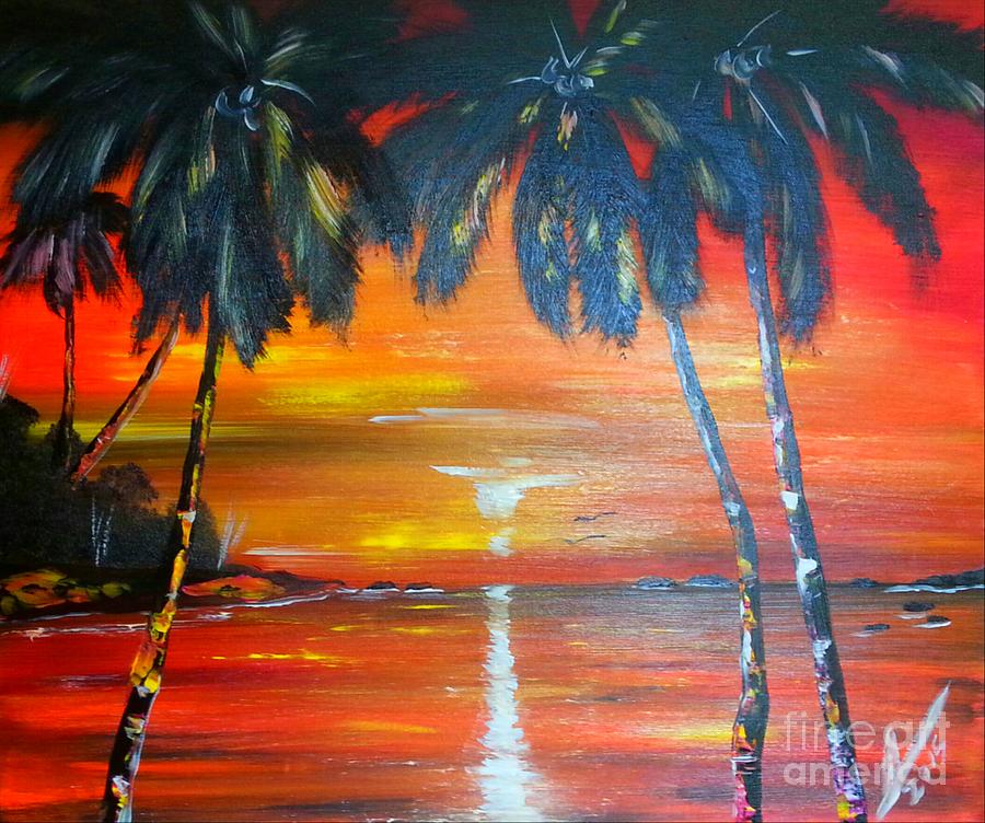 Caribbean Ocean Sunset Painting