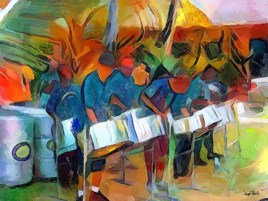 CARIBBEAN SCENES - Steel Band Practice Painting by Wayne Pascall