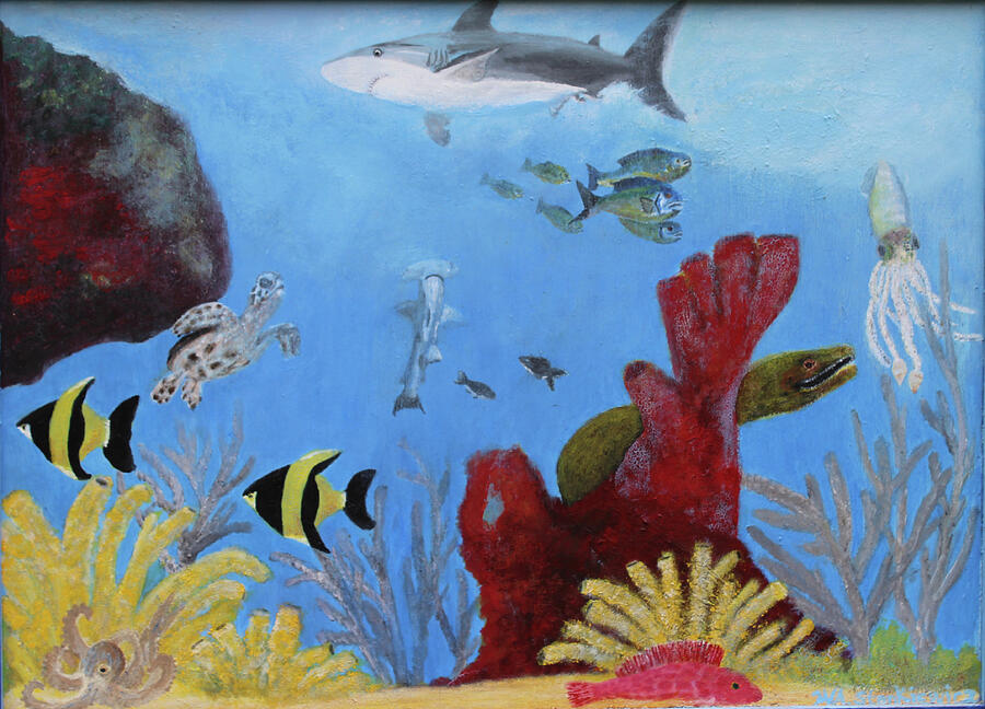 Caribbean Sea Creatures Painting by Walter Stankiewicz - Fine Art America