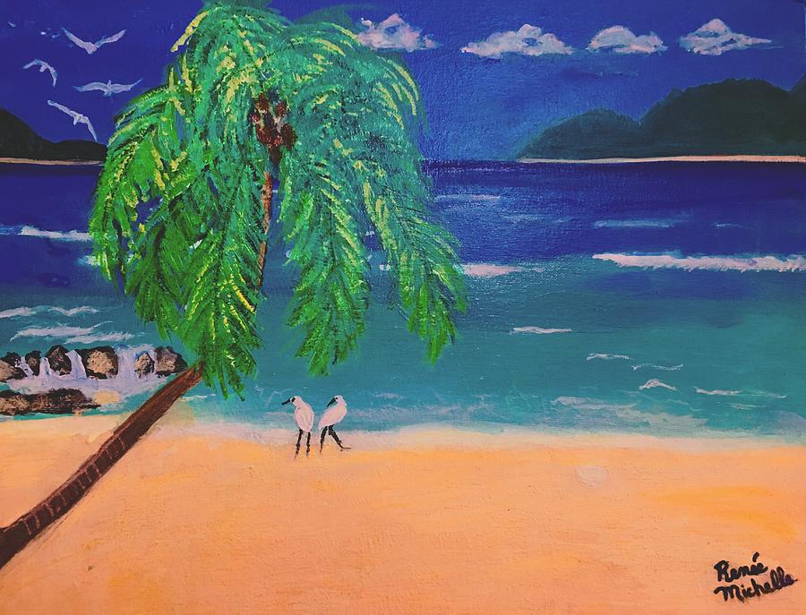 Caribbean Shores Painting by Renee Michelle Wenker