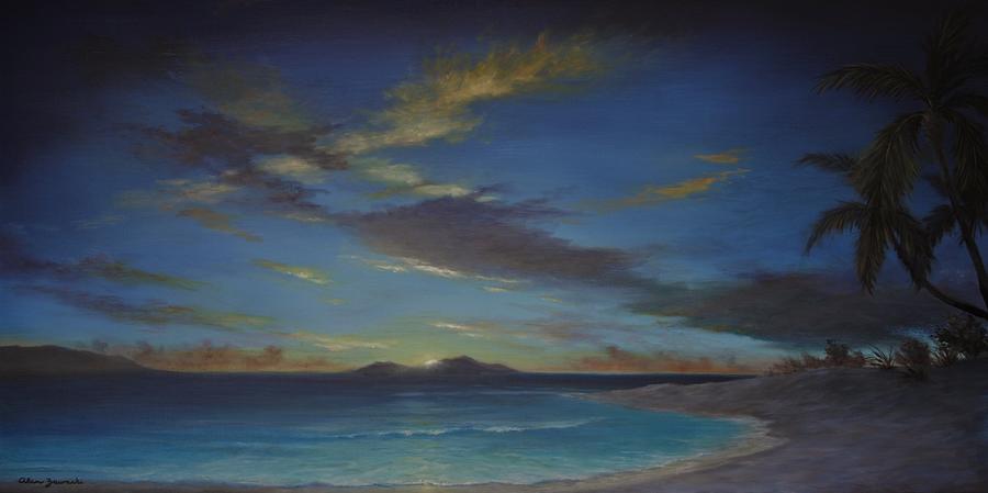 Caribbean Sunset by Alan Zawacki Painting by Alan Zawacki