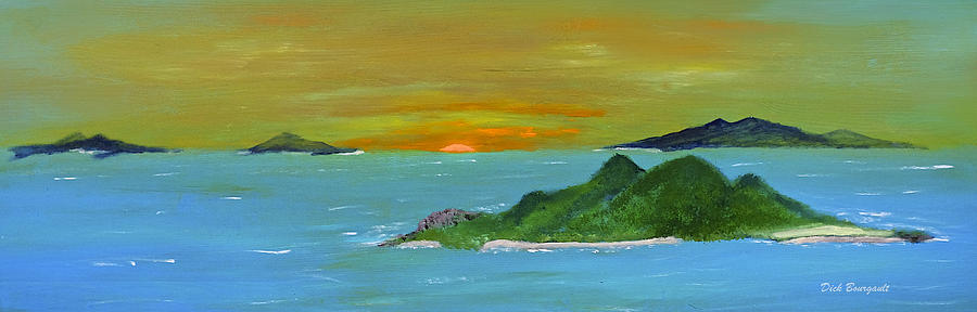 Caribbean Sunset Painting by Dick Bourgault
