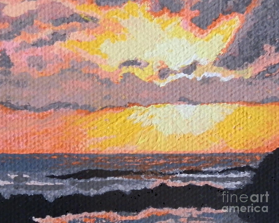 Caribbean sunset over Great Bay Painting by Margaret Brooks