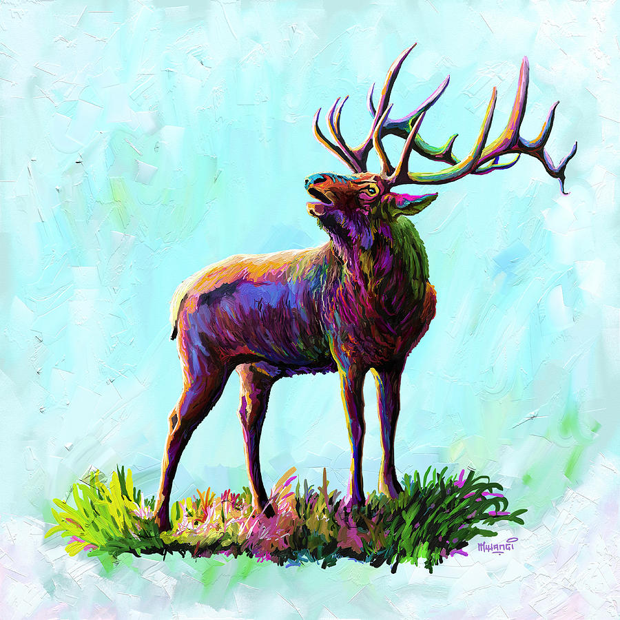 Colorful Caribou Painting by Anthony Mwangi