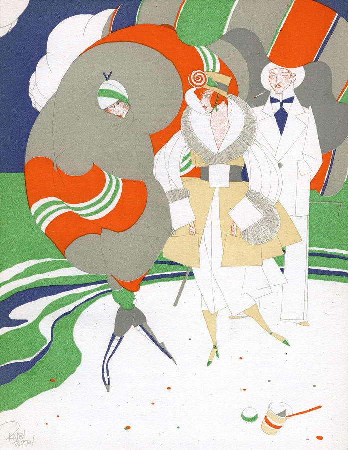 Art Deco Painting - Caricature of Flappers Wearing Furs by Ralph Barton