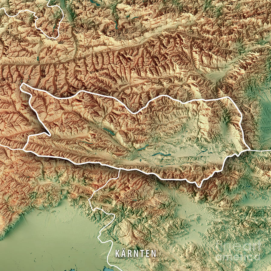Carinthia Bundesland Austria 3D Render Topographic Map Border Digital ...