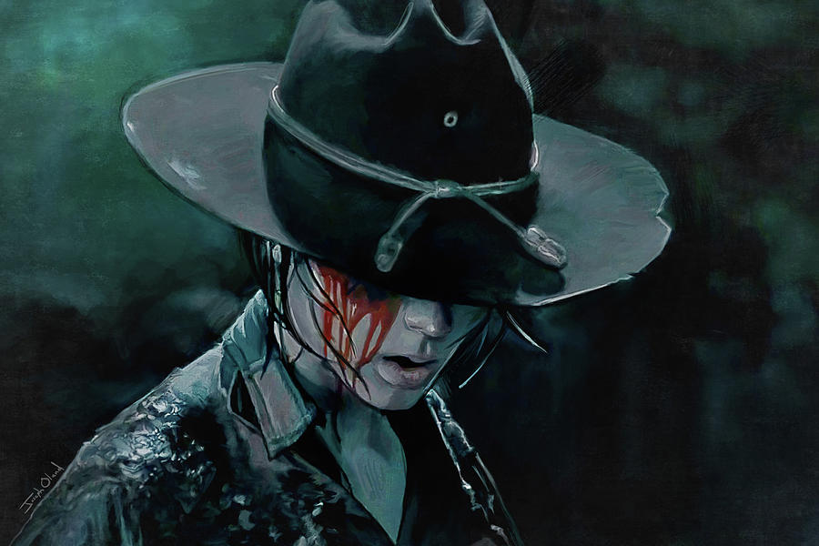 Book Painting - Carl Grimes Loses An Eye - The Walking Dead by Joseph Oland