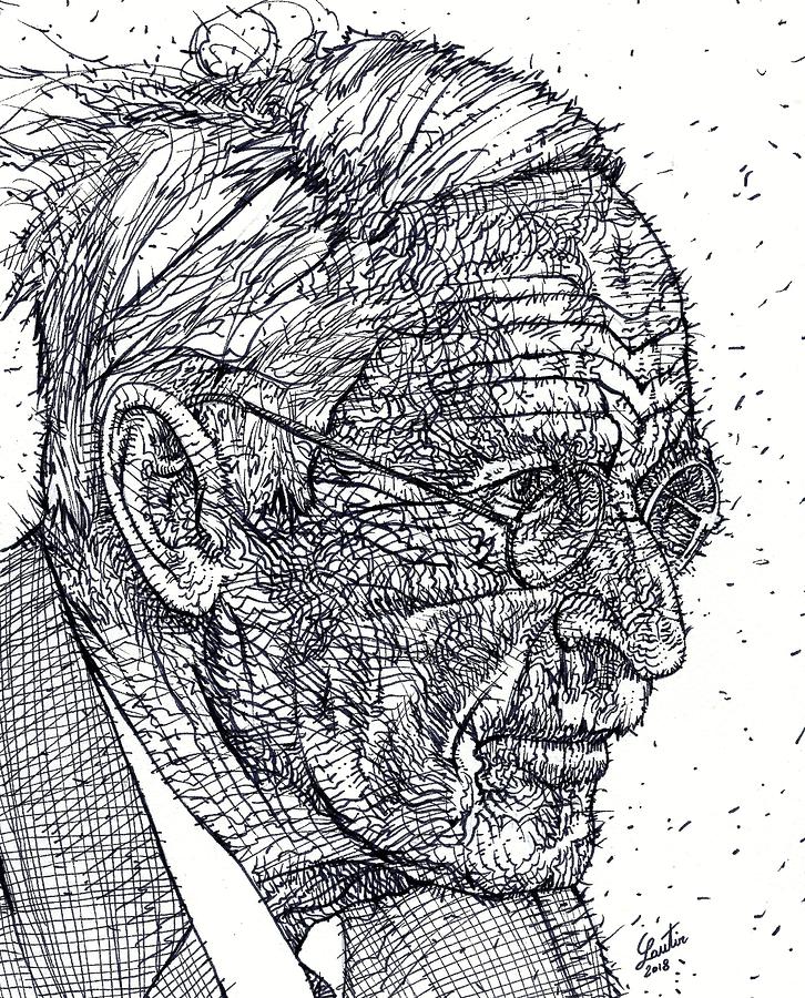 Carl Jung Ink Portrait Drawing by Fabrizio Cassetta