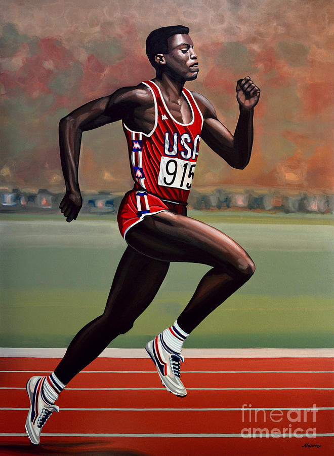 Sports Painting - Carl Lewis by Paul Meijering