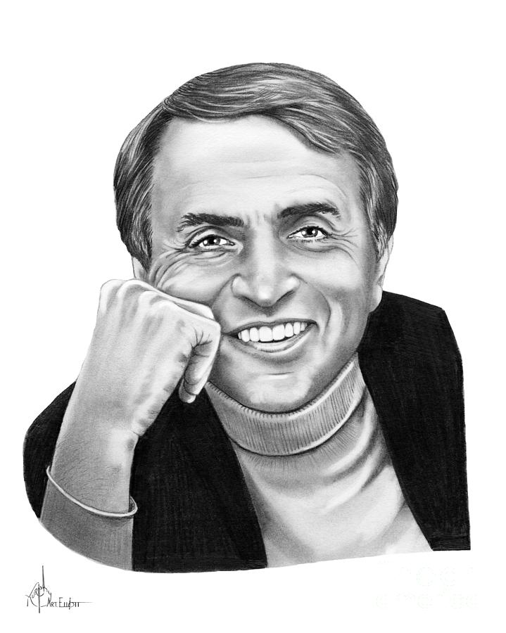 Portrait Drawing - Carl Sagan by Murphy Elliott