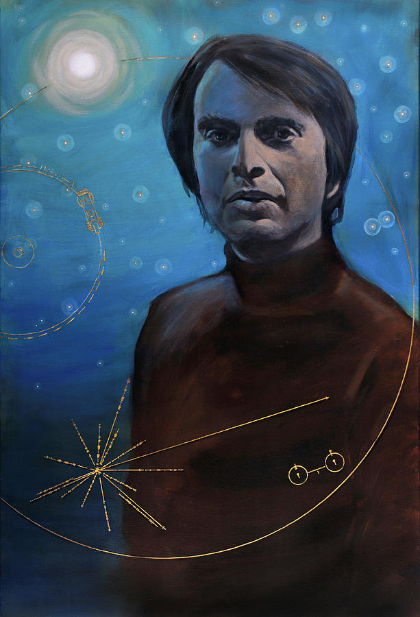 Carl Sagan Painting - Carl Sagan- Voyager by Simon Kregar