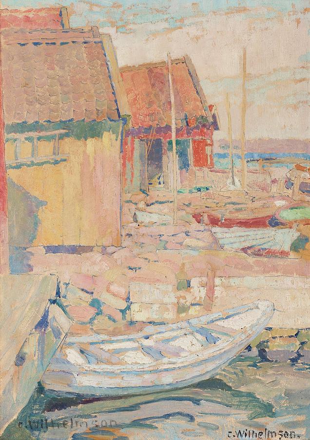 Carl Wilhelmson, Boathouses Painting by Carl Wilhelmson - Fine Art America