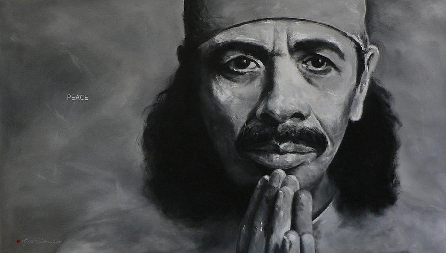 Musician Painting - Carlos Santana - Peace by Eddie Lim