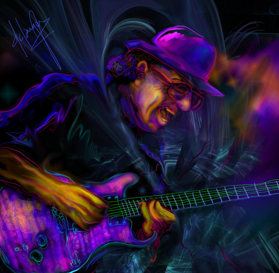 Carlos Santana Painting by DC Langer