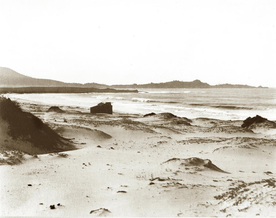 Beach Photograph - Carmel Beach, bath house, Carmel Point and Point Lobos 1905 by Monterey County Historical Society