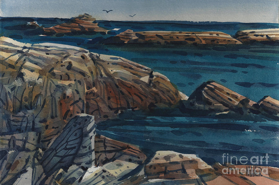 Carmel Beach Rocks Painting by Donald Maier