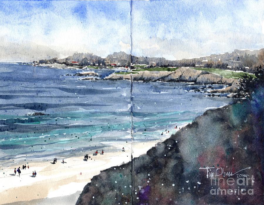 Carmel Beach Sketch Painting by Tim Oliver