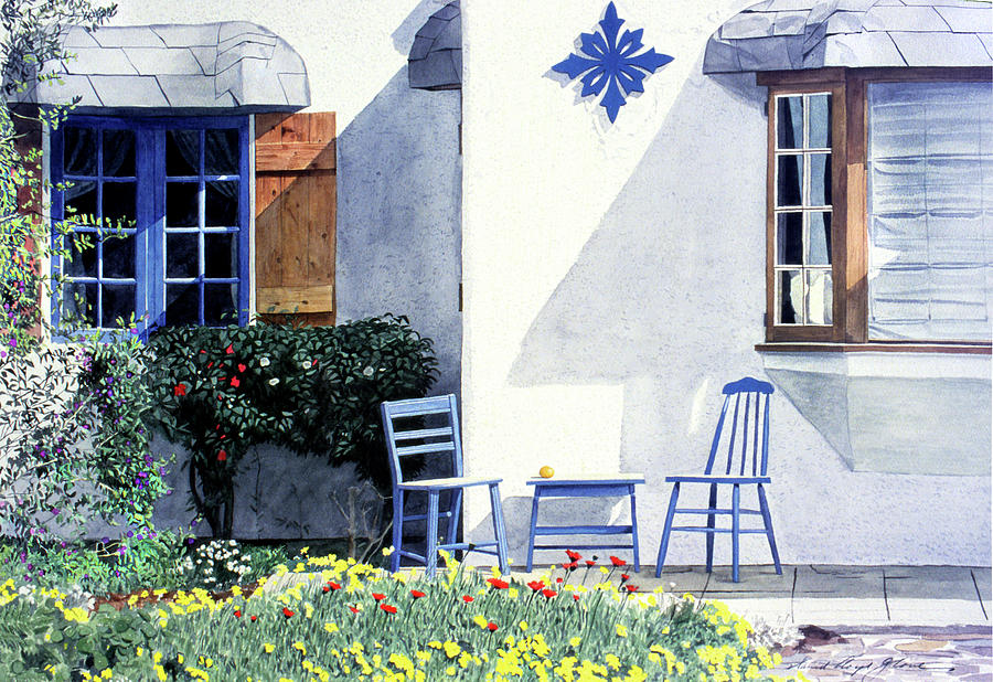 Garden Painting - Carmel Cottage with Orange by David Lloyd Glover