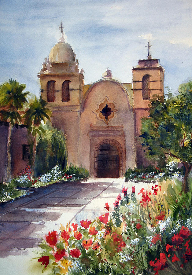 California Painting - Carmel Mission Basilica by Norah Brown