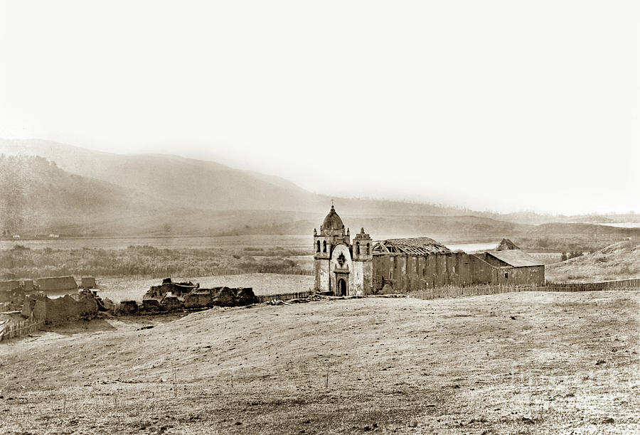 Carmel Mission Photograph - Carmel Mission, Near Monterey Circa 1882 by Monterey County Historical Society