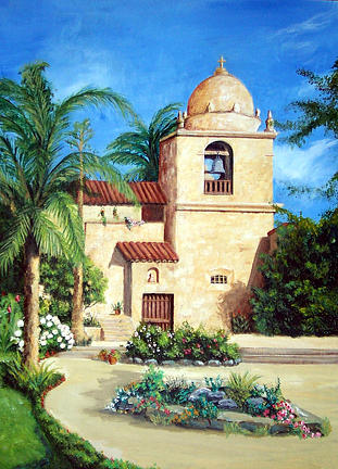 Carmel Mission Painting by Ronald Lightcap | Fine Art America