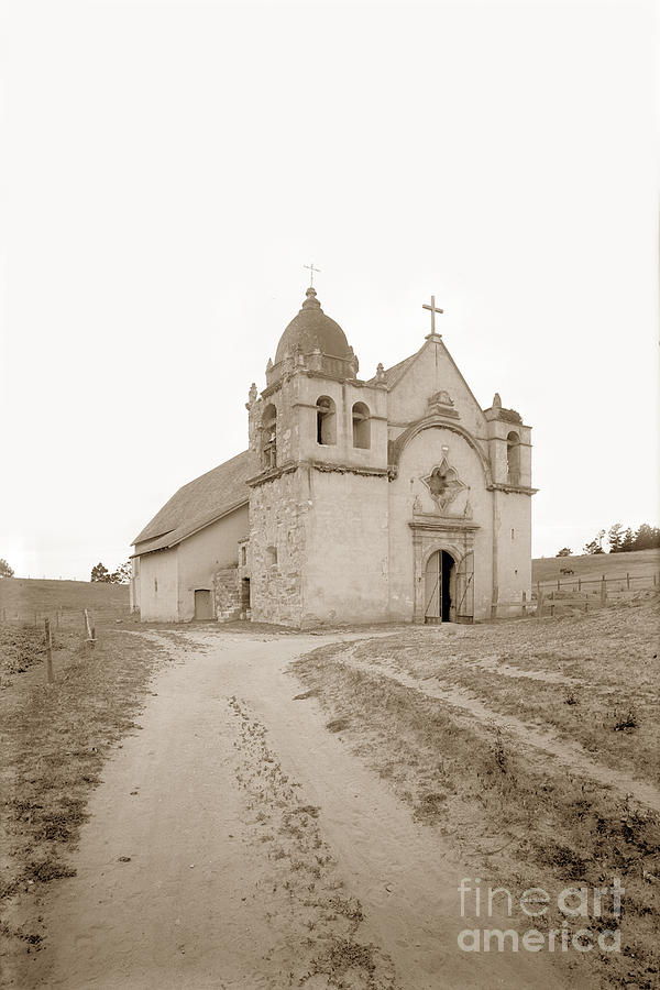 Carmel Mission Photograph - Carmel Mission South side Circa 1915 by Monterey County Historical Society