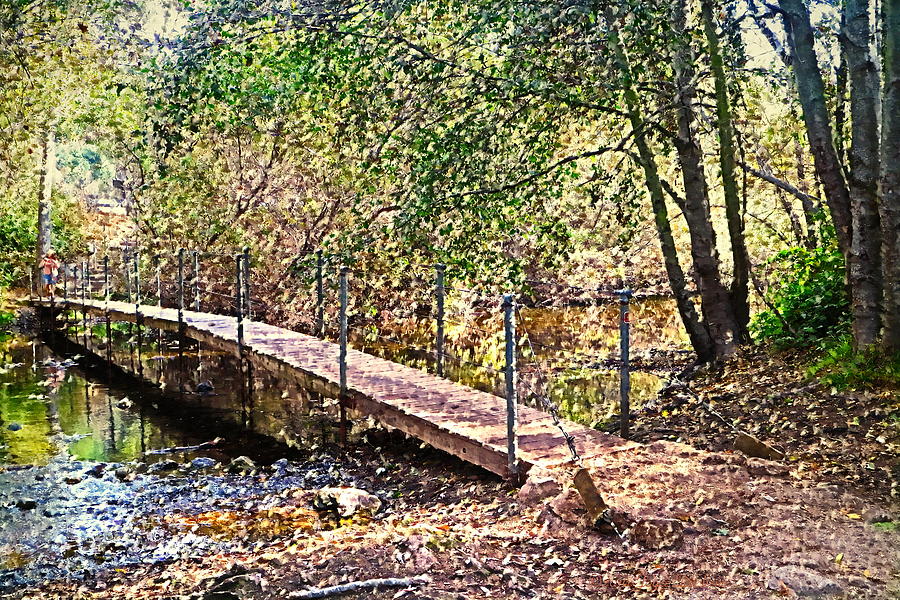 Carmel River Footbridge At Garland Ranch 2 Oil Photograph by Joyce Dickens