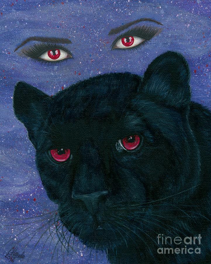 Black Panther Movie Painting - Carmilla - Black Panther Vampire by Carrie Hawks