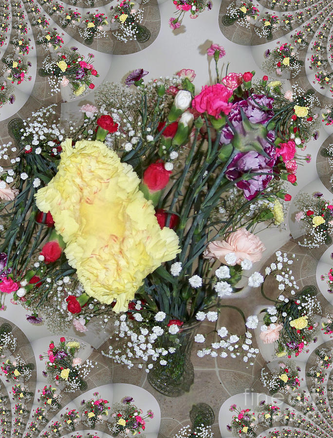 Carnation Bouquet Fractal Digital Art by Charles Robinson