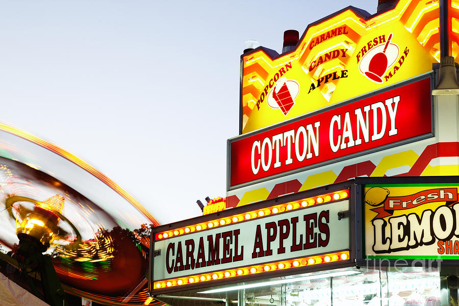 Apple Photograph - Carnival Concession Stand Sign and Ride by Paul Velgos