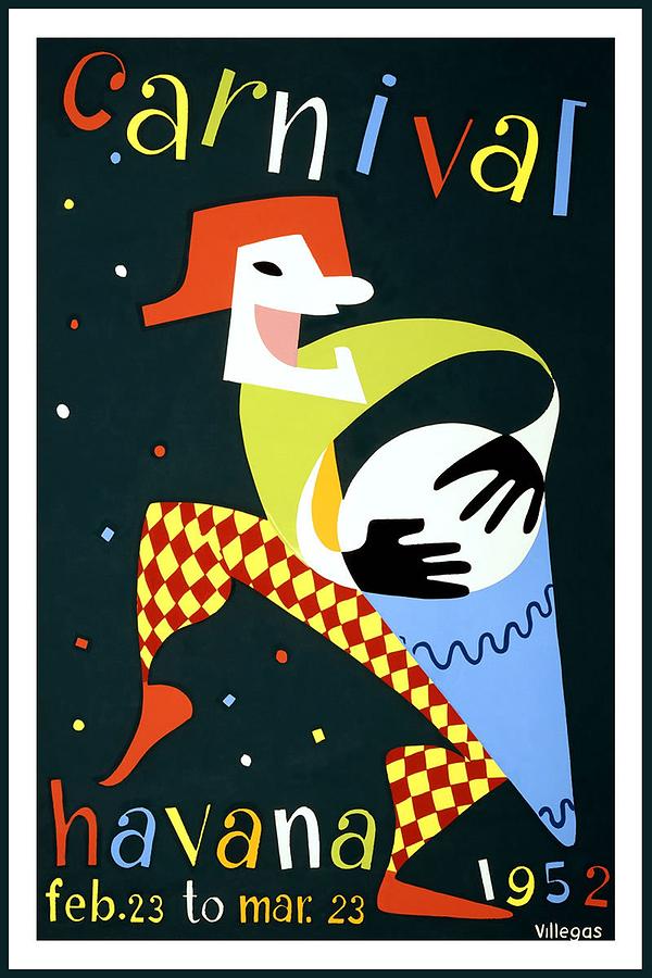 Vintage Mixed Media - Carnival Havana 1952, Cuba - Retro travel Poster - Vintage Poster by Studio Grafiikka
