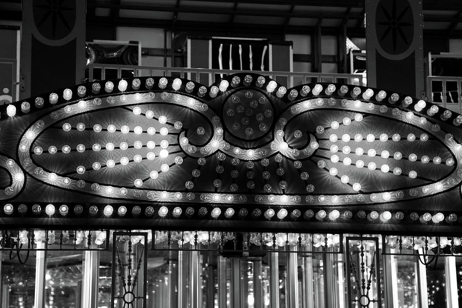 Carnival Lights Abstract 2 BW Photograph by Mary Bedy