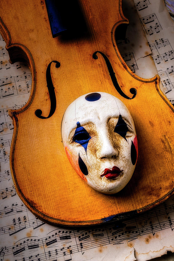 Carnival Mask On Old Violin Photograph by Garry Gay